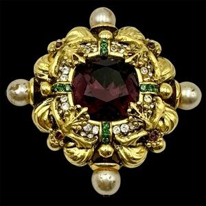 Barrera Signed Vintage Regal Rhinestone Brooch Pin Jose Maria